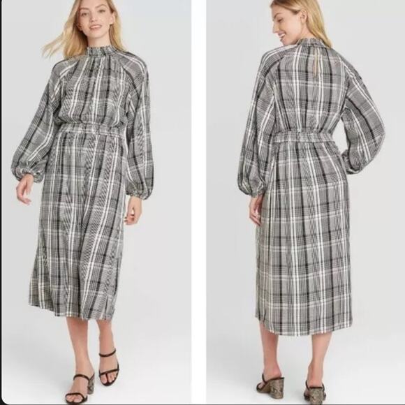 a new day Dresses & Skirts - A New Day Smocked Black White Dress Women's Size Medium NWT